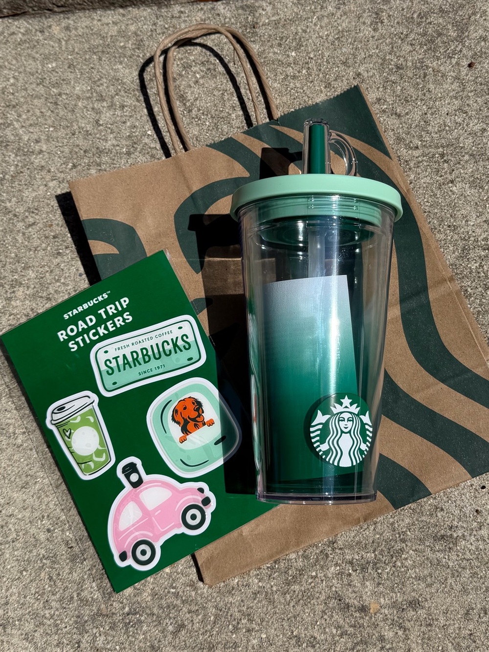Starbucks Limited edition Road Trip Ombré Cold Cup and Sticker Pack